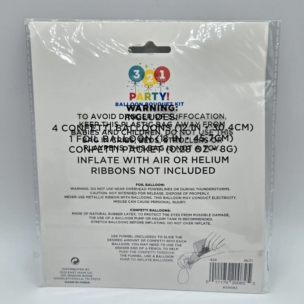 321 Party! Foil Rainbow Star & Latex Balloon Bouquet Kit, 5 pc